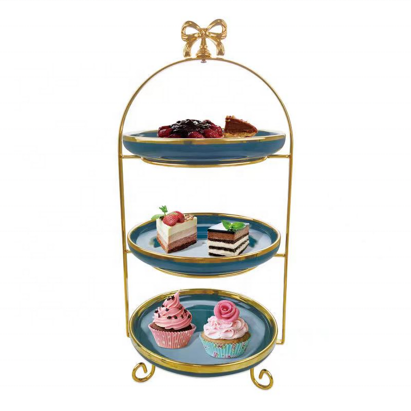 Cake Stand Manufacturer - Wedding Decorations Ceramic Plate 3 Tier Afternoon Tea Slate Cheese Board Plate