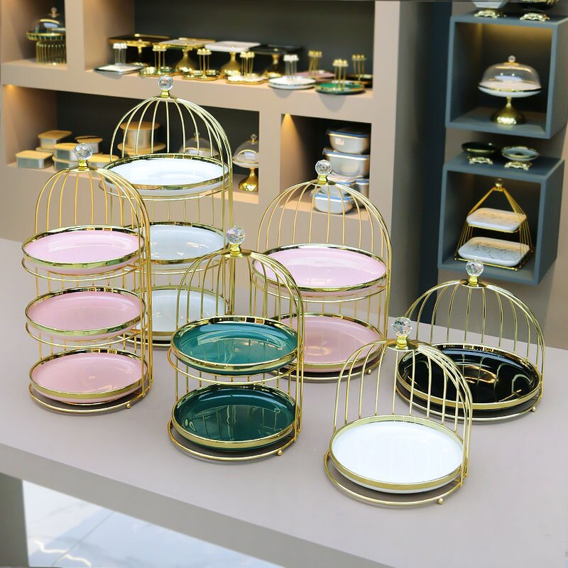 Cake Stand Manufacturer - Baking Tools Supplies Cake Table Decorating 3-tier Dessert Marble Snack Metal Bird Cage Rack