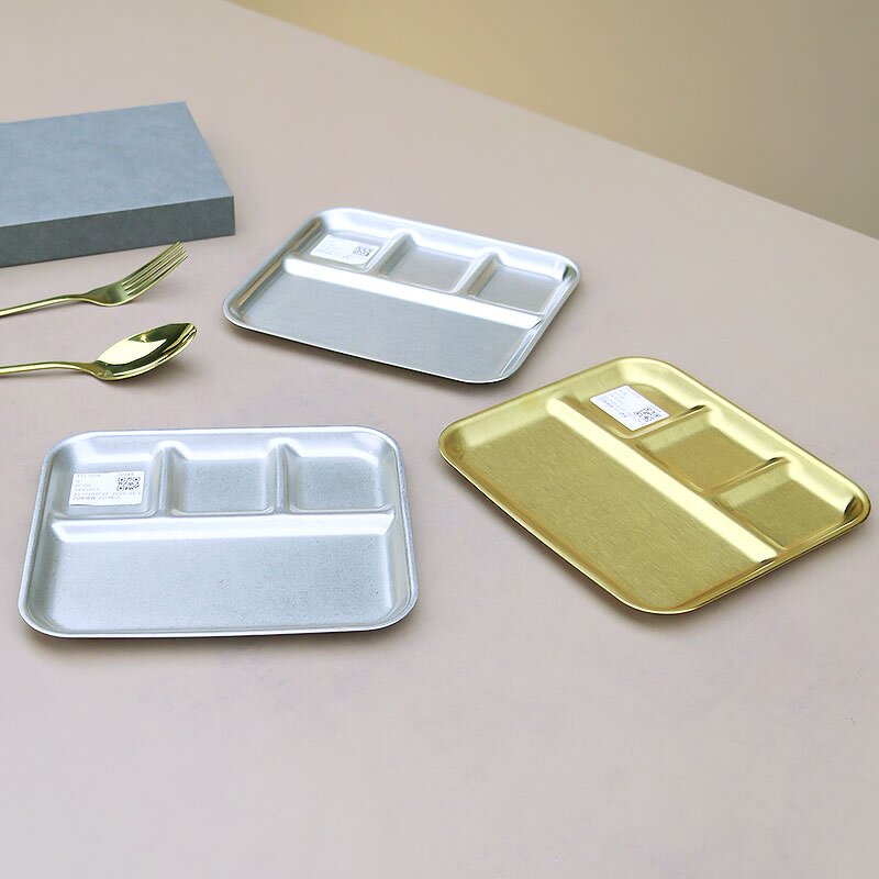Dinner Plate Manufacturer - Stainless Steel Food Container Divided Vintage Compartment Meal Snack Tray