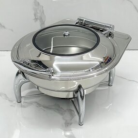 Buffet Stove Manufacturer - Commercial Catering Equipment Roll Tray for Food Warmer Serving Silver Round Chafing Dishes