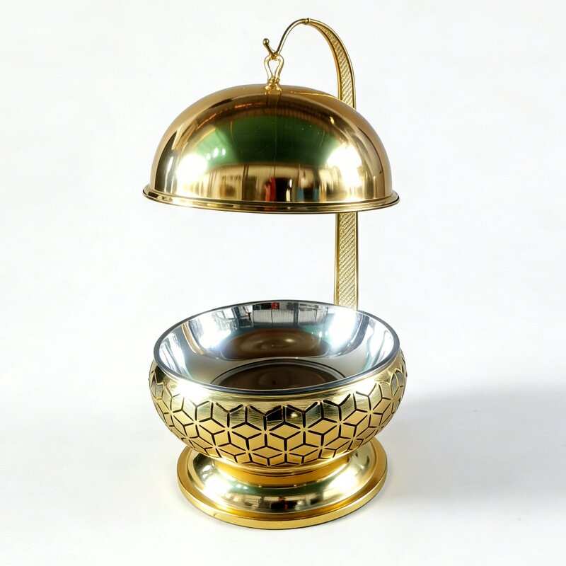Chaffing Dishes Manufacturer - Party Wedding Table Setting Food Warmer Golden Fancy Elegant Cheffing With Hanging Glass Lid Gold