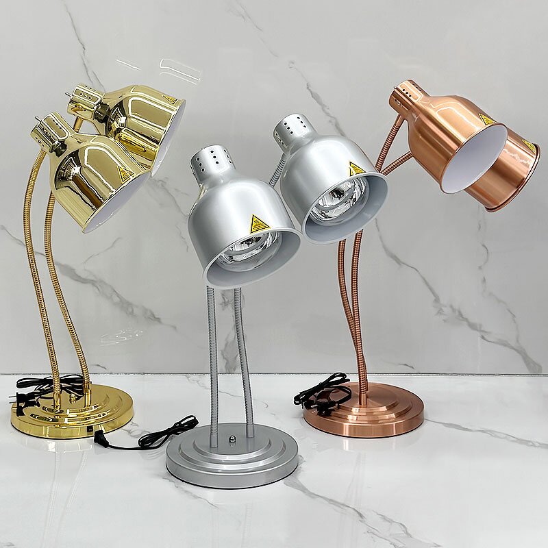 Food Warm Lamp Manufacturer - Stainless Steel Electric Food Warming Dual-Head Desk for Buffet Gold/Black/Silver