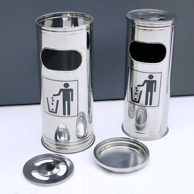 Trash Bin Manufacturer - Commercial Metal Outdoor Stainless Steel Ashtray Rubbish Can Waste Container