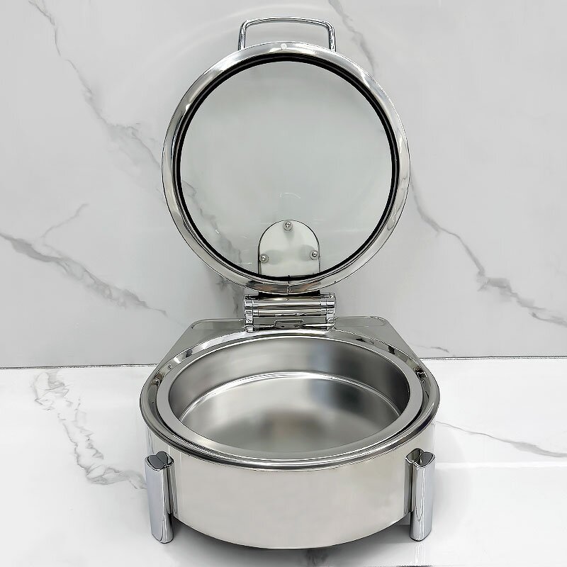 Chafing Dish Manufacturer - Modern Round 304 Stainless Steel with Glass Electric for Buffet & Wedding 6L Capacity Buffet Set