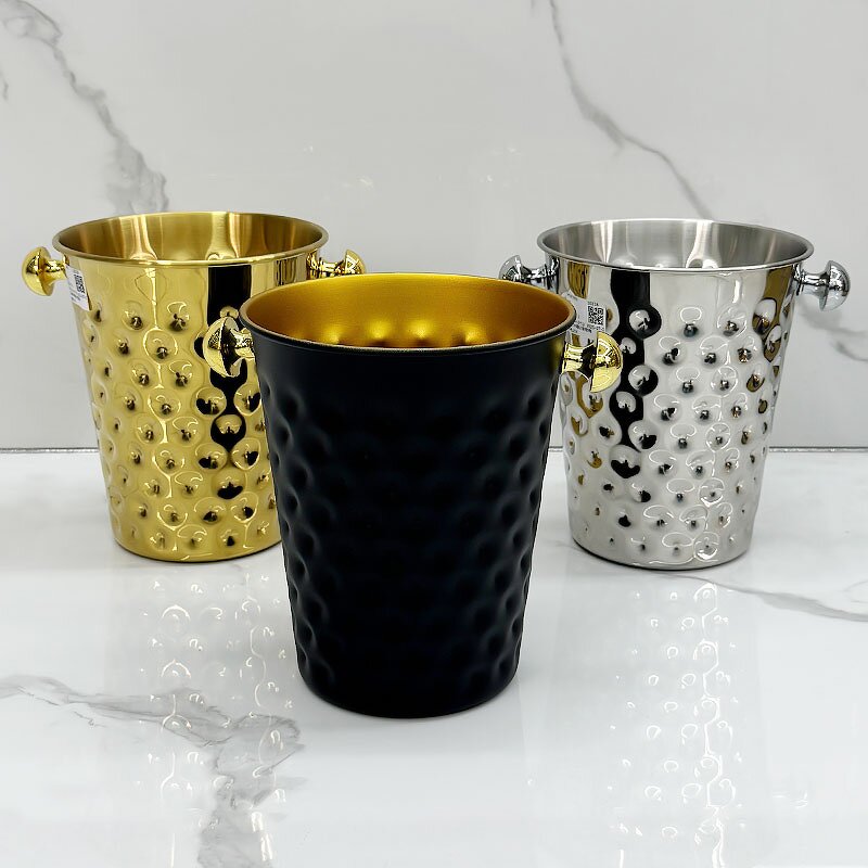 Wine Ice Bucket Manufacturer - Luxury Hammered Gold/Black/Siver 5L Stainless Steel Insulated for Bar & Restaurant for Hotels