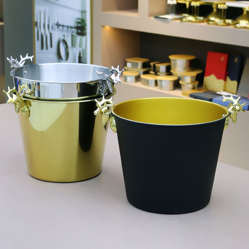 Wine Ice Bucket Manufacturer - Metal Champagne Bowl Bucket Gold Handle Stainless Steel Wholesale Custom Luxury Party Modern