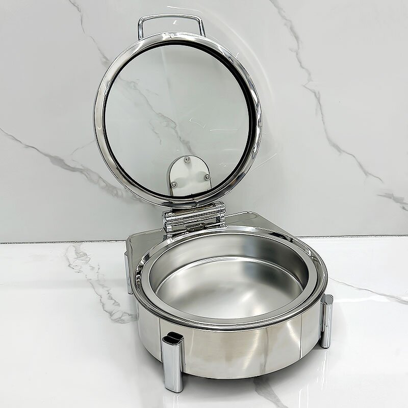 Chafing Dish Manufacturer - Modern Round 304 Stainless Steel with Glass Electric for Buffet & Wedding 6L Capacity Buffet Set