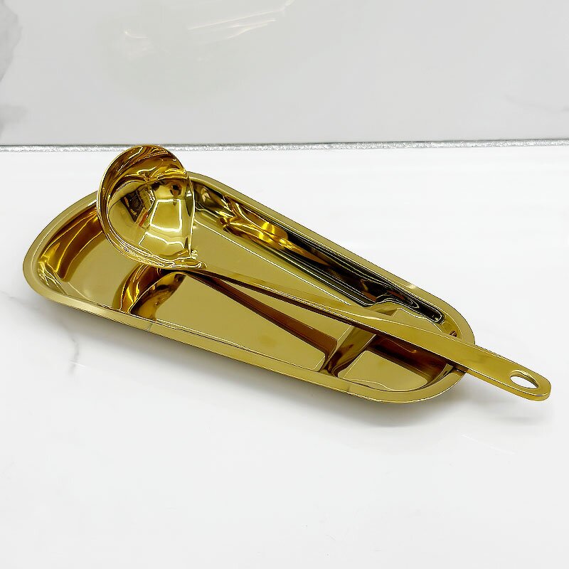 Buffet Serving Set Manufacturer - 5 Star Luxury Restaurant Stainless Steel Standing Soup Ladle Food Clip With Ceramic Bowl Table Spoon Rack