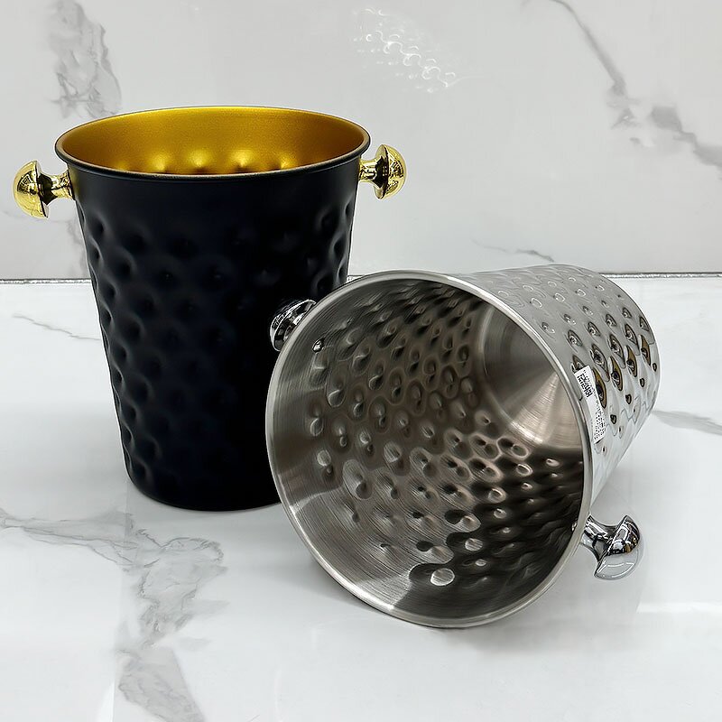 Wine Ice Bucket Manufacturer - Luxury Hammered Gold/Black/Siver 5L Stainless Steel Insulated for Bar & Restaurant for Hotels