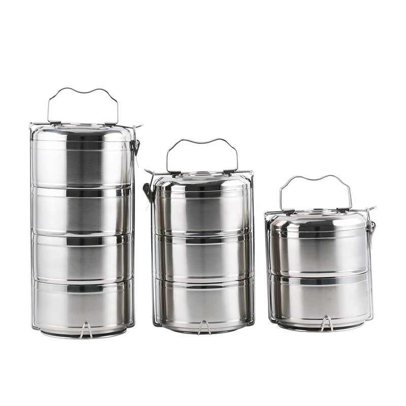 Tiffin Carrier Manufacturer - Stackable Take Away 2/3/4Layers Stainless Steel Metal Lunch Box
