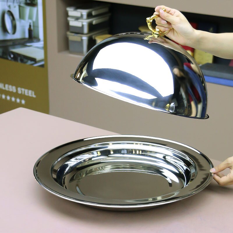 Buffet Server Plate Manufacturer - Durable Gold 47cm Oem Hotel Easy Clean With Lid Stainless Steel Trays