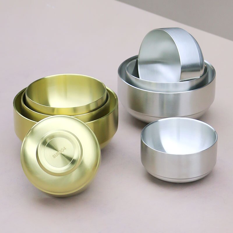Salad Bowl Manufacturer - High Quality Luxury Golden Round Stainless Steel Fruit Rice Vegetable Kitchen Restaurant Mixing