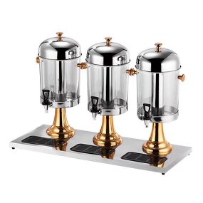 Cold Drink Dispenser Manufacturer - Catering Supplies Wholesale Food Server Buffet 2 tank Golden Commercial Fruit Juice