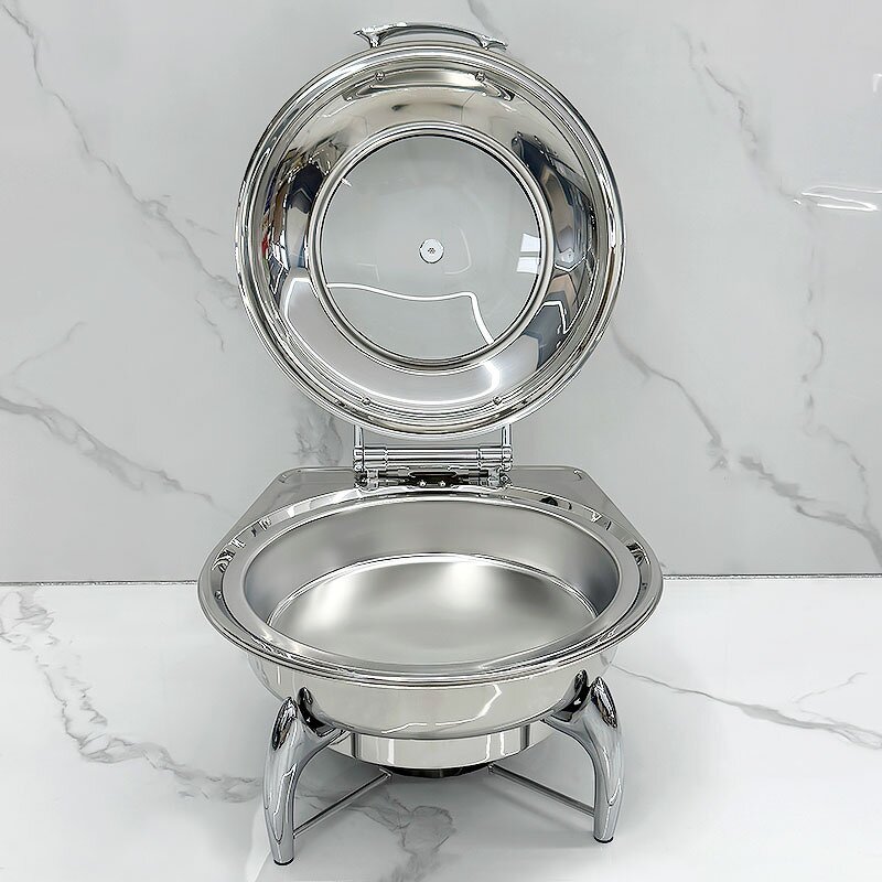 Buffet Stove Manufacturer - Commercial Catering Equipment Roll Tray for Food Warmer Serving Silver Round Chafing Dishes