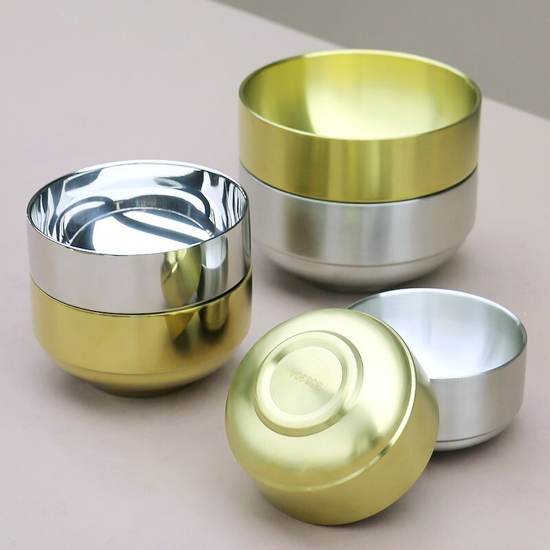 Salad Bowl Manufacturer - High Quality Luxury Golden Round Stainless Steel Fruit Rice Vegetable Kitchen Restaurant Mixing