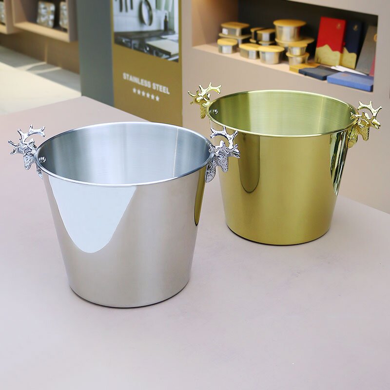 Wine Ice Bucket Manufacturer - Metal Champagne Bowl Bucket Gold Handle Stainless Steel Wholesale Custom Luxury Party Modern