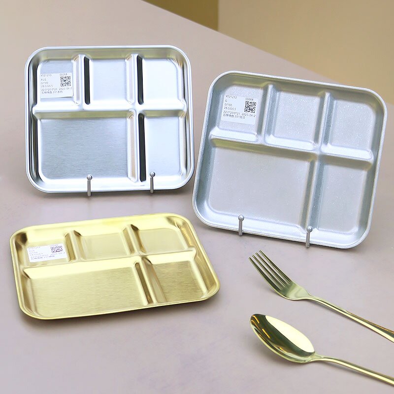 Dinner Plate Manufacturer - Stainless Steel Food Container Divided Vintage Compartment Meal Snack Tray
