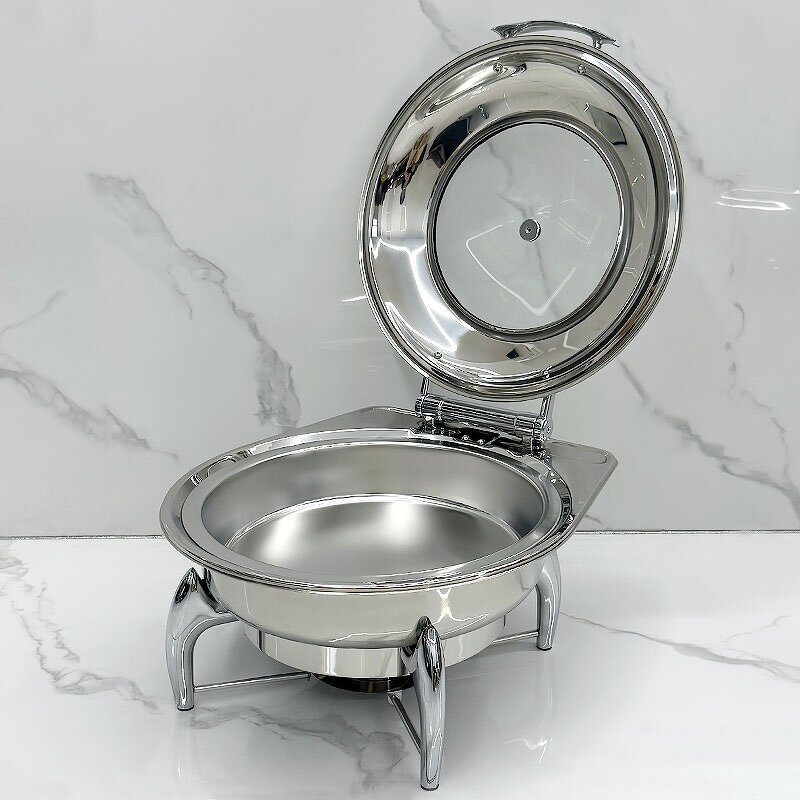 Buffet Stove Manufacturer - Commercial Catering Equipment Roll Tray for Food Warmer Serving Silver Round Chafing Dishes