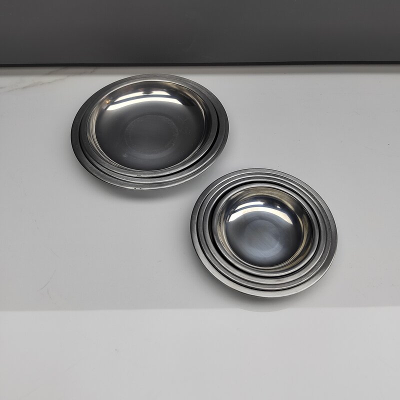 Metal Dinner Plate Manufacturer - Stainless Steel Polished Round Kitchen Plate Dish Dinnerware Baking Dishes
