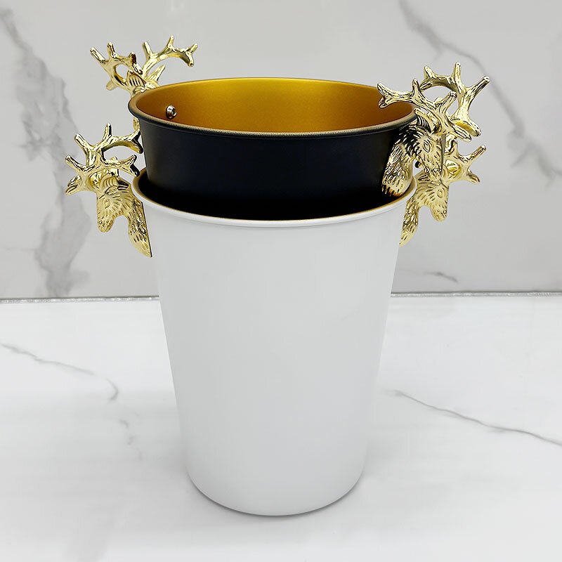 Ice Bucket Manufacturer - Wine Barrel Champagne Deer Head Diamond Pattern Stainless Steel Beer Bottle Cooler for Party Home Bar