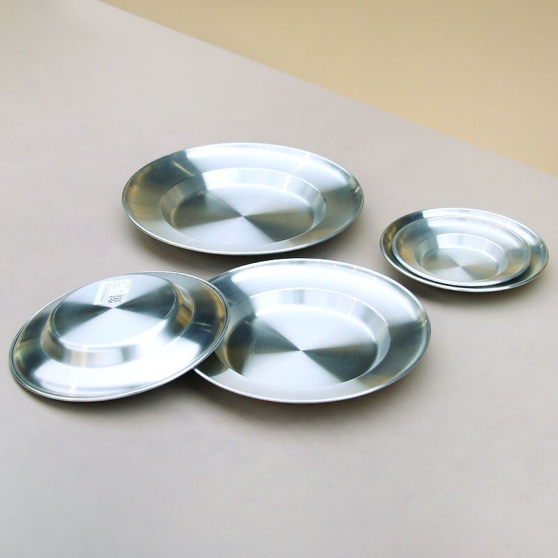 Serving Platters Manufacturer - Stainless Steel Plate Metal Camping Plates Large Silver Straw Hat Dinner Salad Plates