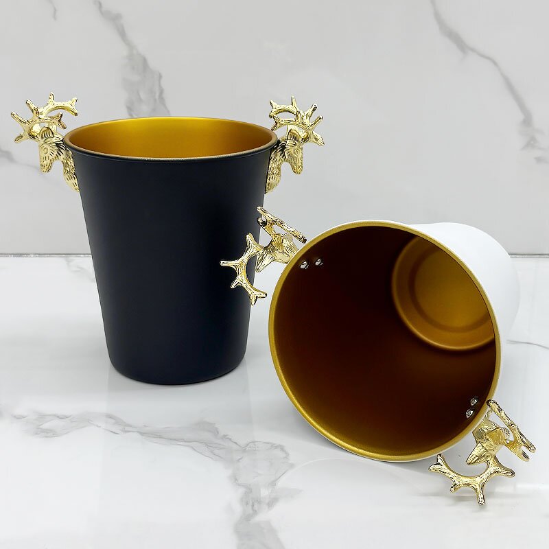 Ice Bucket Manufacturer - Wine Barrel Champagne Deer Head Diamond Pattern Stainless Steel Beer Bottle Cooler for Party Home Bar