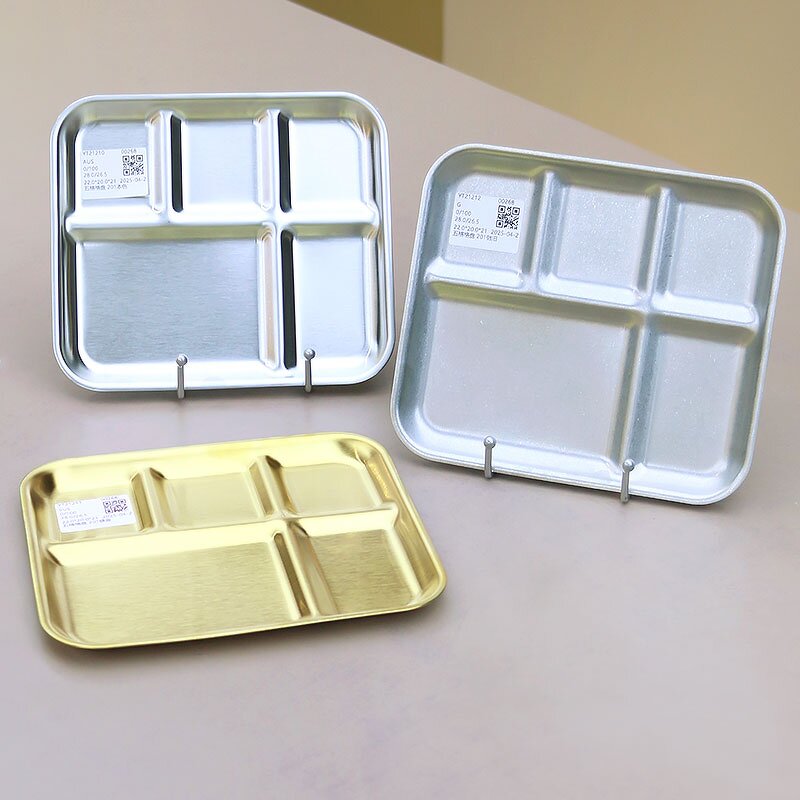 Dinner Plate Manufacturer - Stainless Steel Food Container Divided Vintage Compartment Meal Snack Tray