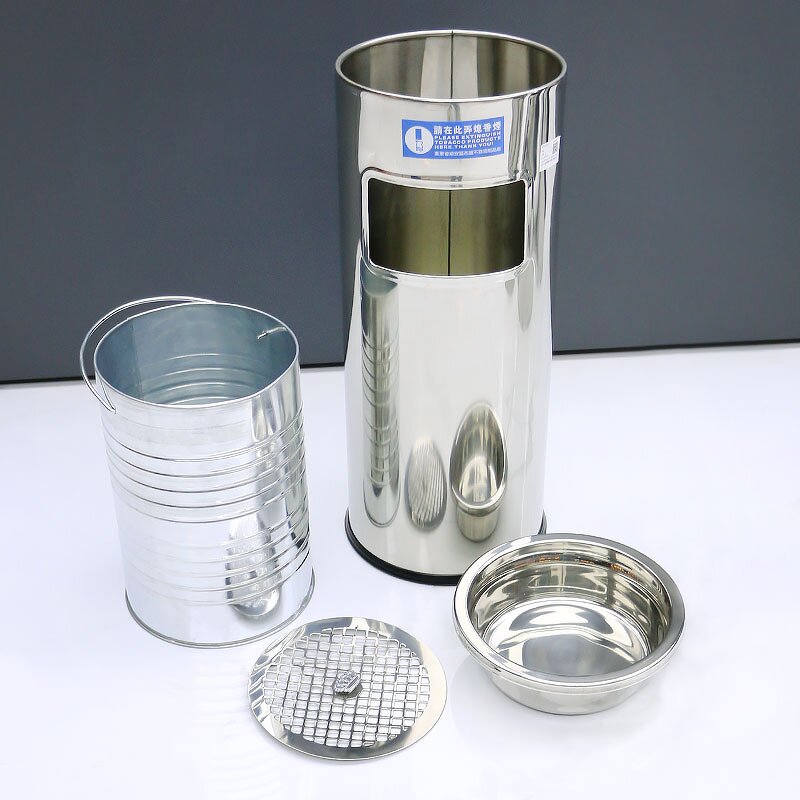 Trash Bin Manufacturer - Commercial Metal Outdoor Stainless Steel Ashtray Rubbish Can Waste Container