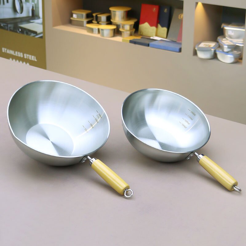 Deep Frying Pan Manufacturer - Classic 20/22/26/28cm with Eco-Friendly Dishwasher Safe Wooden Handle Stainless Steel Soup Pot