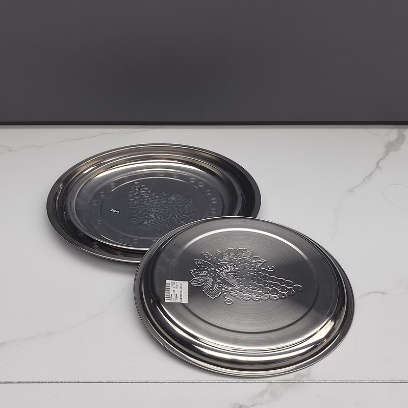 Serving Trays Manufacturer - High Quality Luxury Stainless Steel Fruit Vegetable Custom Modern Round Plated Grape Disk Catering