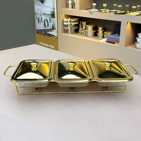 Buffet Food Warmer Manufacturer - Luxury Gold Glass for Hotel Restaurant Party 4.5L Chafing Dish