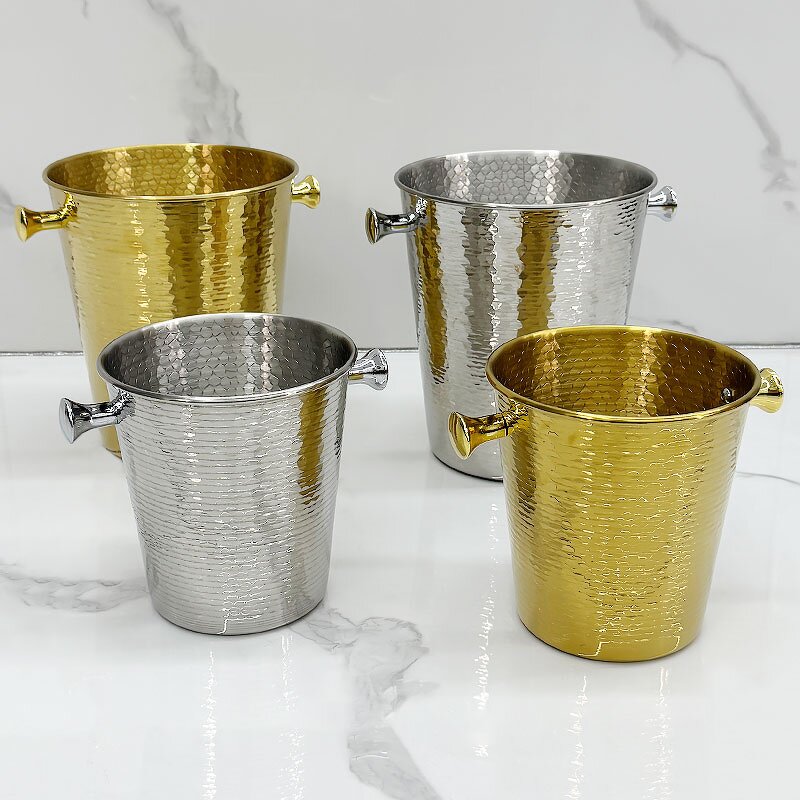 Wine Cooler Manufacturer - Large Luxury Stainless Steel 3L 5L New Style Whiskey Beer Champagne Cooler Tongs Golden Party