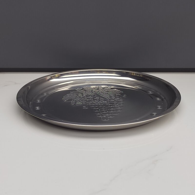 Serving Trays Manufacturer - High Quality Luxury Stainless Steel Fruit Vegetable Custom Modern Round Plated Grape Disk Catering