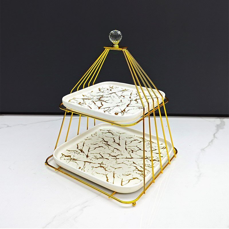 Cake Stand Manufacturer - New Design INS Creative Cake Decorations Birthday Party Supply Dessert Rack Afternoon Tea Iron Ceramics Multitier