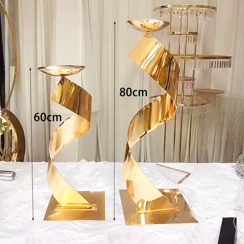 Flower Stand Manufacturer - Gold White Silver S Shape Wedding Metal Centerpieces Flower Pot Decoration