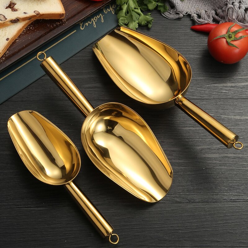 Ice Shovel Manufacturer - 304 Stainless Steel Commercial Restaurant Bar Accessories Gold