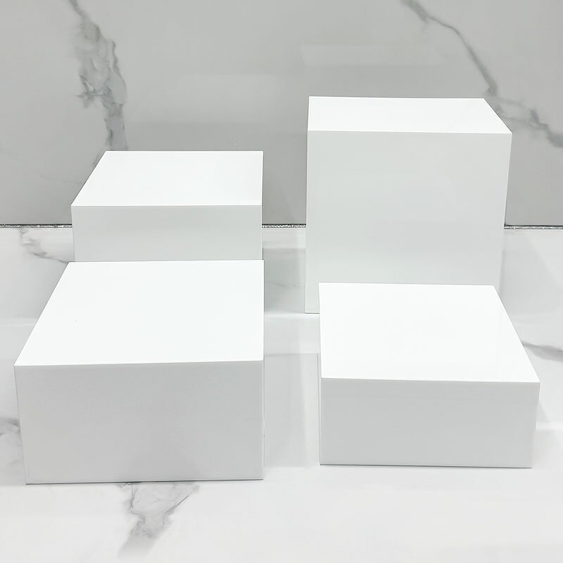 Food Dessert Display Stand Manufacturer - White Buffet Acrylic Riser Cube Set of 6 Square for Sale