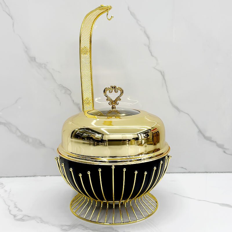 Chafing Dish Set Manufacturer - Stainless Steel Fuel-Powered Food Warmer Glass Combination Cover Gold for Hotels Restaurants Kitchen