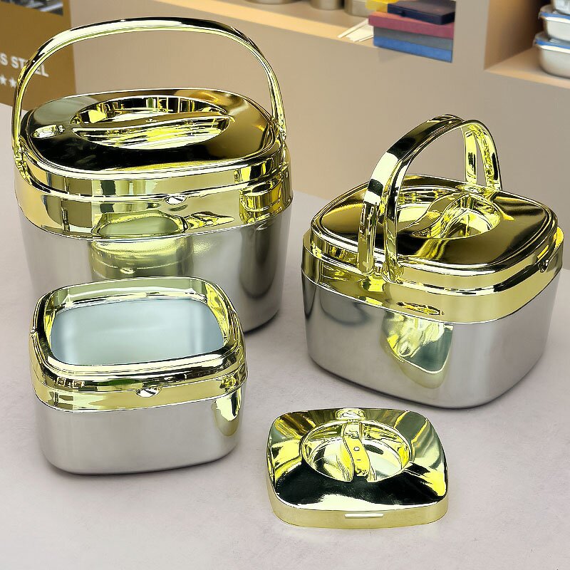 Food Warmer Pot Set Manufacturer - 3PCs Stainless Steel Heat Preservation Thermal Casserole Food Storage and Container