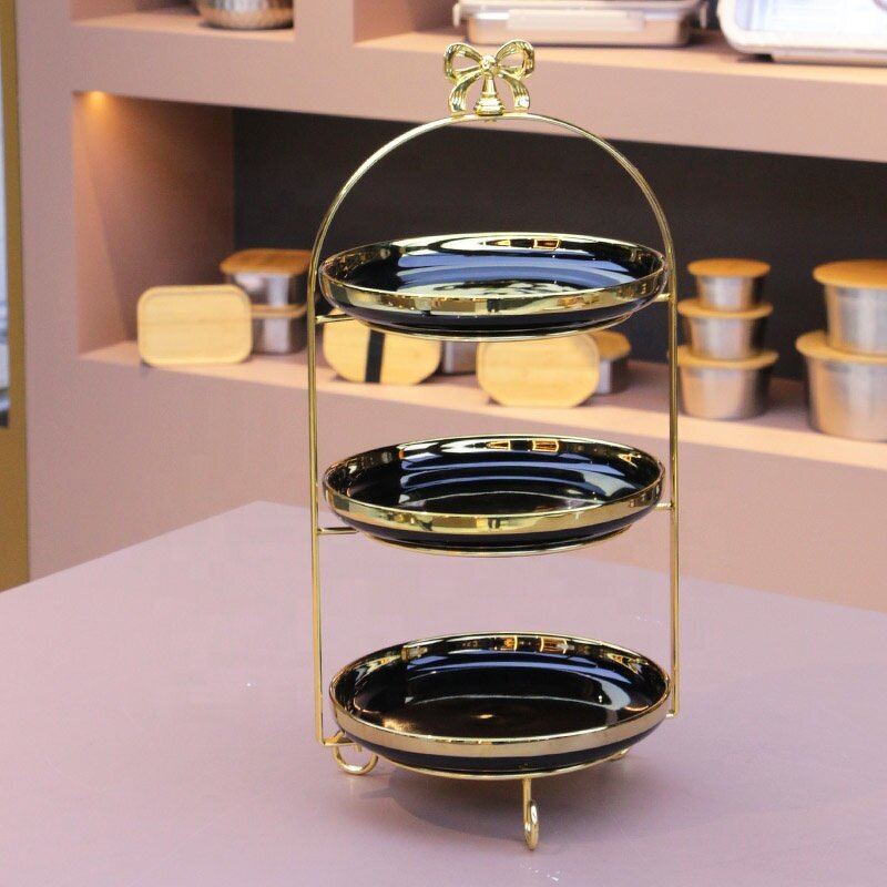 Cake Stand Manufacturer - Wedding Decorations Ceramic Plate 3 Tier Afternoon Tea Slate Cheese Board Plate