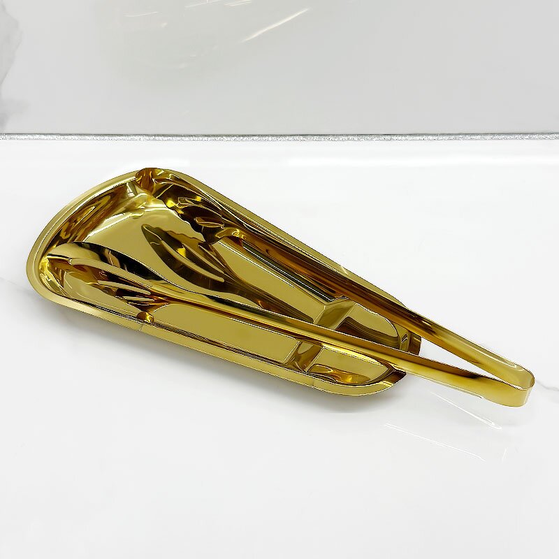 Buffet Serving Set Manufacturer - 5 Star Luxury Restaurant Stainless Steel Standing Soup Ladle Food Clip With Ceramic Bowl Table Spoon Rack