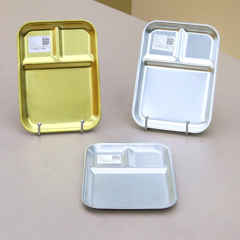 Meal Snack Tray Manufacturer - Stainless Steel Food Container Divided Gold 3 Compartment