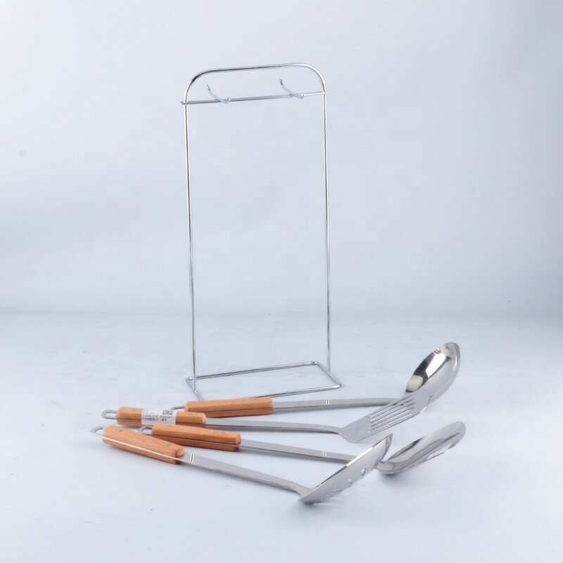Kitchen Utensil Set Manufacturer - Stainless Steel Spatula Home and Colander Spoon Ladle Wood Grain Handle Insulation Cooking 5pcs