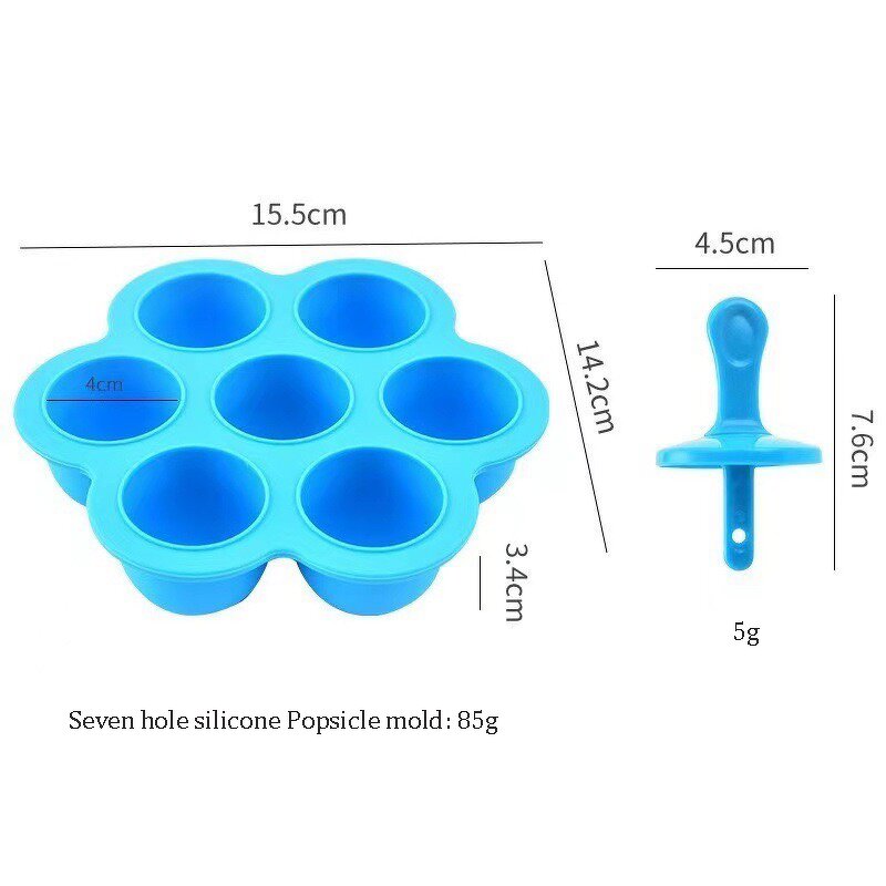 Ice Cream Ball Mold Manufacturer - Baby Food Storage Container and Lid Tool Silicone Popsicle 7-chamber Diy