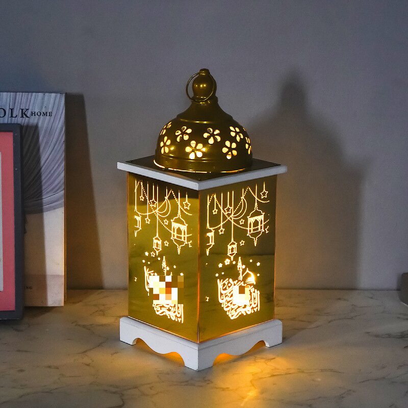LED Desk Lamp Manufacturer - New Eid Mubarak Ramadan Festival Decoration Wooden Table Decor Lantern Muslim Ramadan Wind