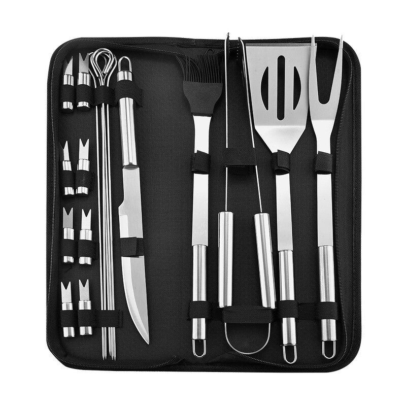 BBQ Tools Manufacturer - Online Hot Sale Stainless Steel 18pcs Perfect Outdoor Barbecue Grill Utensils with Oxford Fabric Case