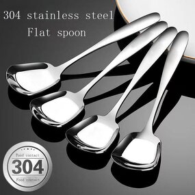Dessert Spoon Manufacturer - 304 Stainless Steel Flat Bottom square Thickened Chinese