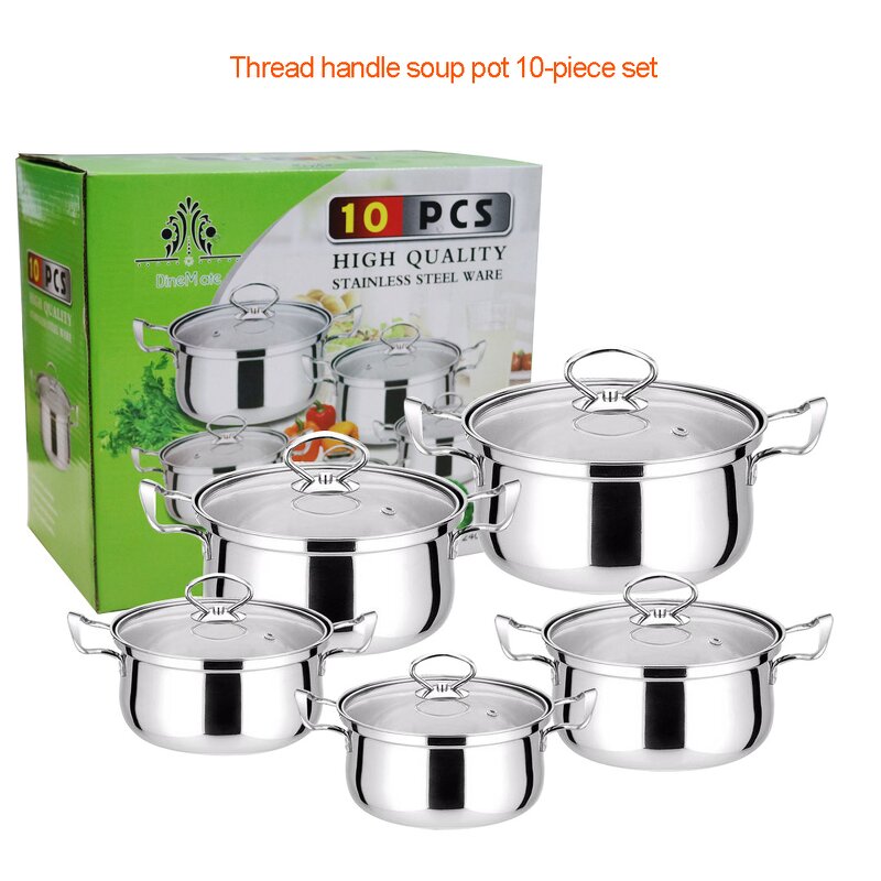 Cookware Set Manufacturer - 10 Piece Wholesale Kitchen Ware Stock Pot Stainless Steel Cooking Milk and Soup Pot