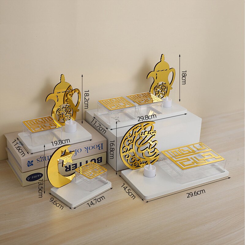 Acrylic Candy Box Manufacturer - Nice Eid Mubarak Ornament Candlestick Storage Box Decorations Festival Home Crafts