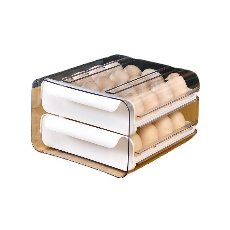 Egg Tray Organizer Manufacturer - Kitchen Double Layer Plastic Storage Box